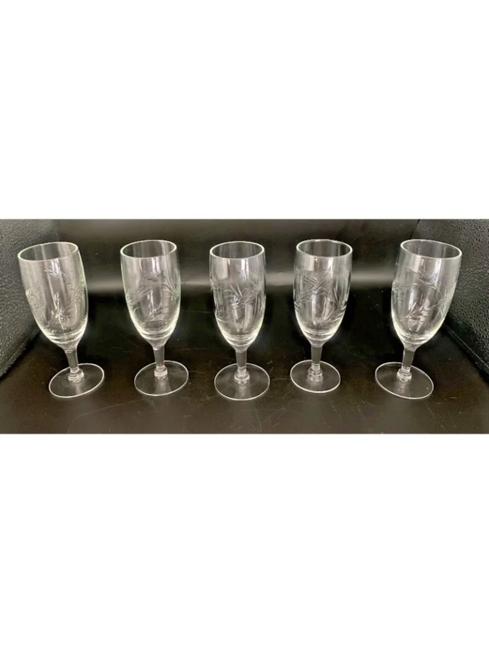Vintage Wheat Whiskey Sour Juice Glasses Set Of 5 MCM Blown Glass Barware